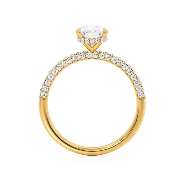 COCO Elongated Cushion Cut Lab Diamond 18k Yellow Gold Petite Hidden Halo Triple Pavé - Image 4