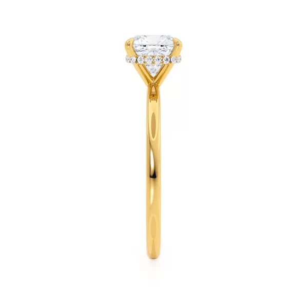 PARIS Cushion Lab Diamond 18k Yellow Gold Hidden Halo - Image 3