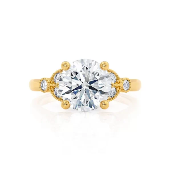 DELILAH Round Lab Diamond 18k Yellow Gold Shoulder Set Ring - Image 4