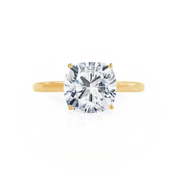 LULU Cushion Lab Diamond 18k Yellow Gold Petite Solitaire - Image 2