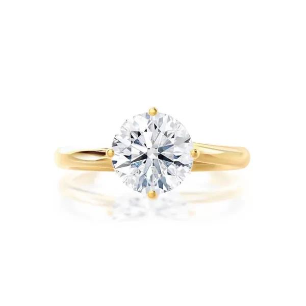 ANNORA Round Lab Diamond 18k Yellow Gold Twist Solitaire Ring - Image 2