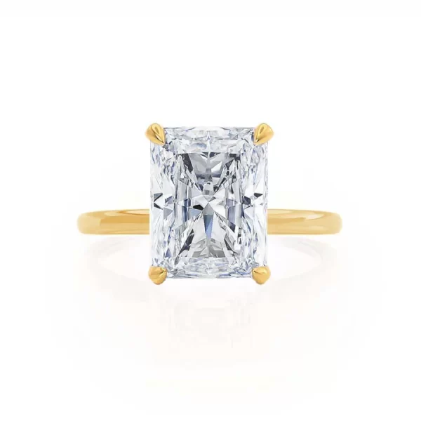 PARIS Radiant Lab Diamond 18k Yellow Gold Hidden Halo Solitaire - Image 2