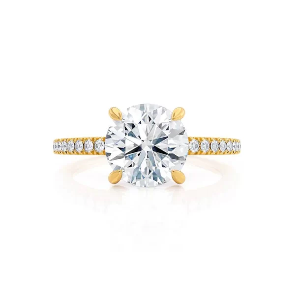 CATALINA Round Lab Diamond 18k Yellow Gold Shoulder Set Ring - Image 4