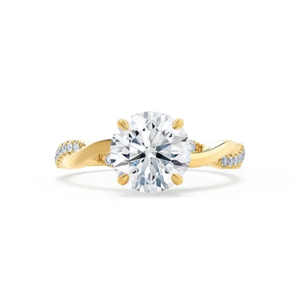 EDEN Moissanite & Diamond 18k Yellow Gold Vine Solitaire - Image 4