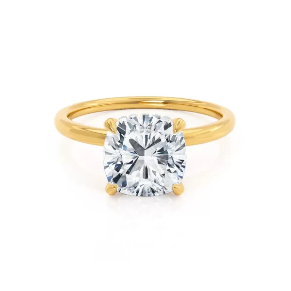 PARIS Cushion Lab Diamond 18k Yellow Gold Hidden Halo - Image 5