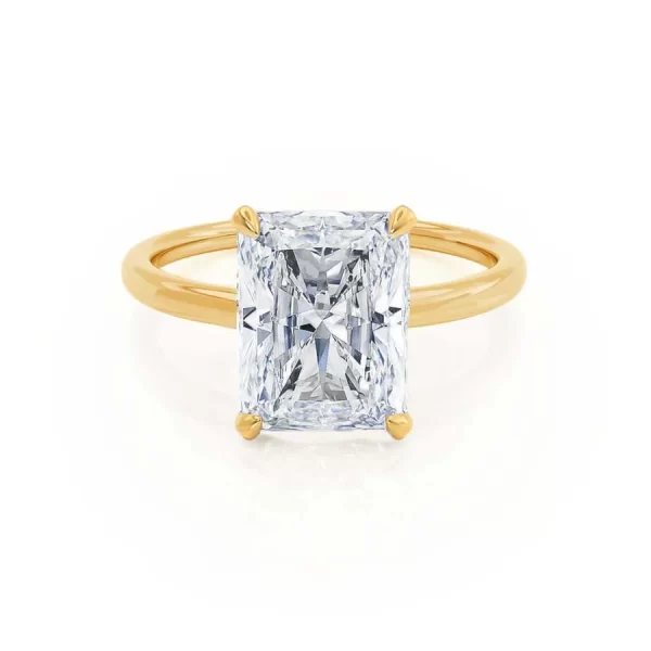 PARIS Radiant Lab Diamond 18k Yellow Gold Hidden Halo Solitaire - Image 3