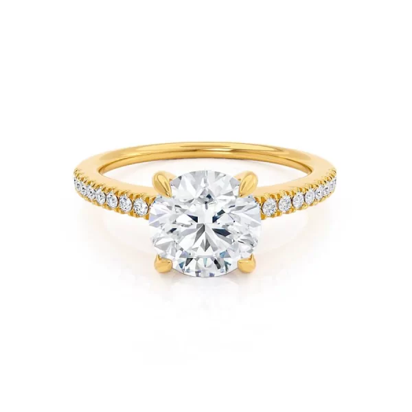 CATALINA Round Lab Diamond 18k Yellow Gold Shoulder Set Ring