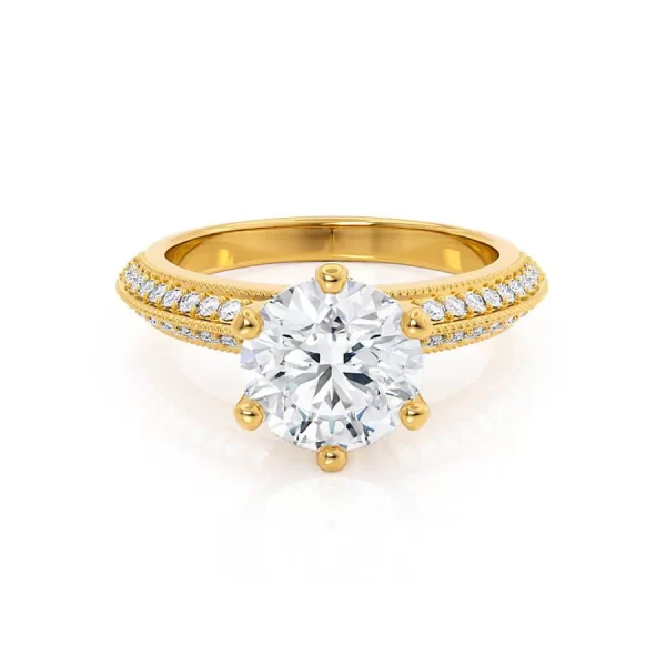 VICTORIA Round Lab Diamond 18k Yelbow Gold Shoulder Set Ring