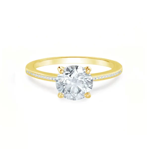 IRIS Round Lab Diamond 18k Yellow Gold Petite Channel Set Ring