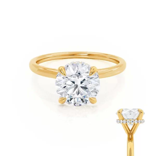 PARIS Round Lab Diamond 18k Yellow Gold Hidden Halo