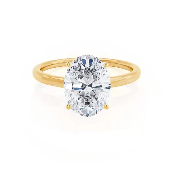 LULU Oval Moissanite 18k Yellow Gold Petite Solitaire Ring