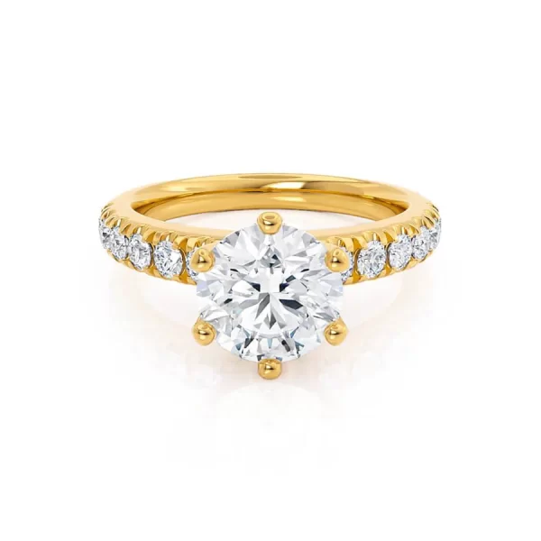 BELLE Round Lab Diamond 18k Yellow Gold Shoulder Set Ring