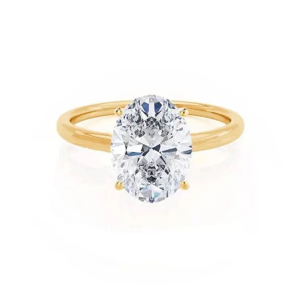 LULU Oval Lab Diamond 18k Yellow Gold Petite Solitaire