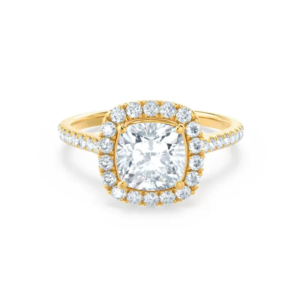 VIOLETTE Cushion Lab Diamond 18k Yellow Gold Halo