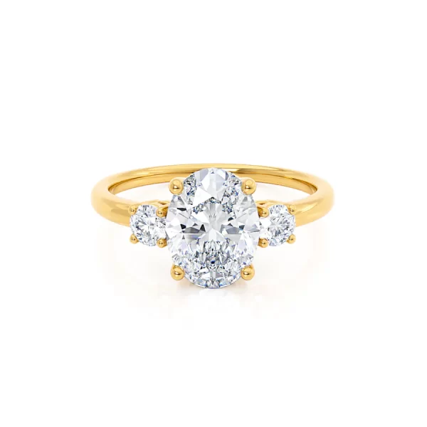 LOUELLA Oval Lab Diamond 18k Yellow Gold Trilogy Ring