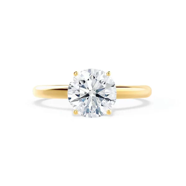 GRACE Round Lab Diamond 18K Yellow Gold Solitaire Ring - Image 2