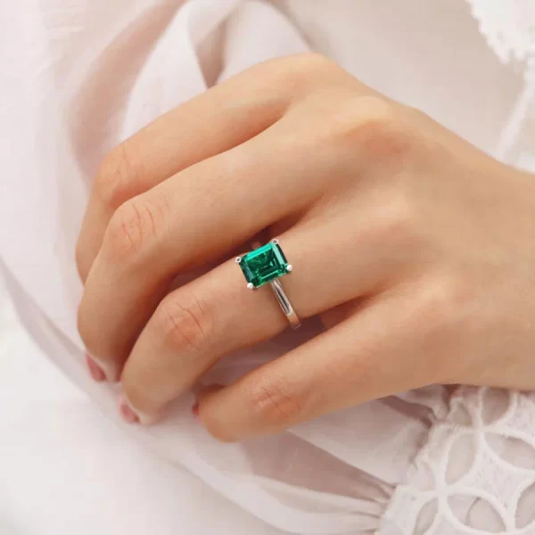 FLORENCE Chatham® Green Emerald 18K White Gold Solitaire - Image 5