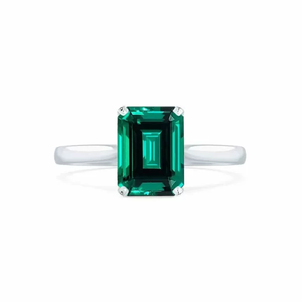 FLORENCE Chatham® Green Emerald 18K White Gold Solitaire - Image 4