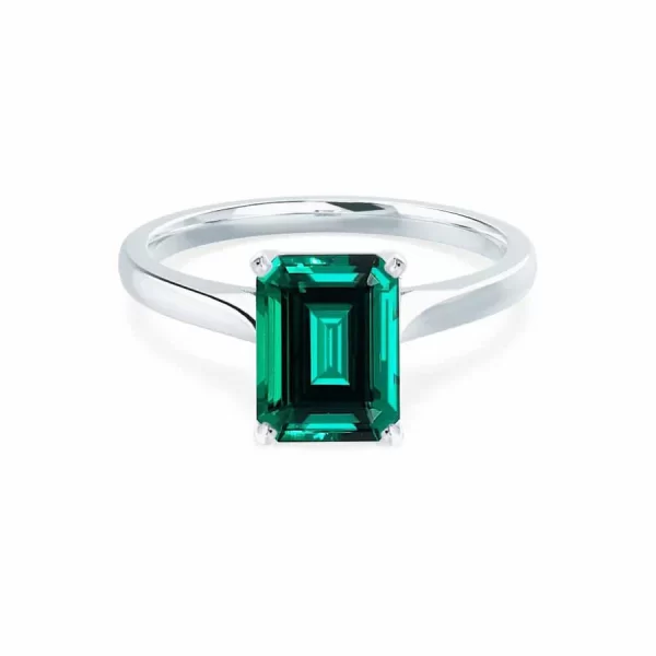 FLORENCE Chatham® Green Emerald 18K White Gold Solitaire