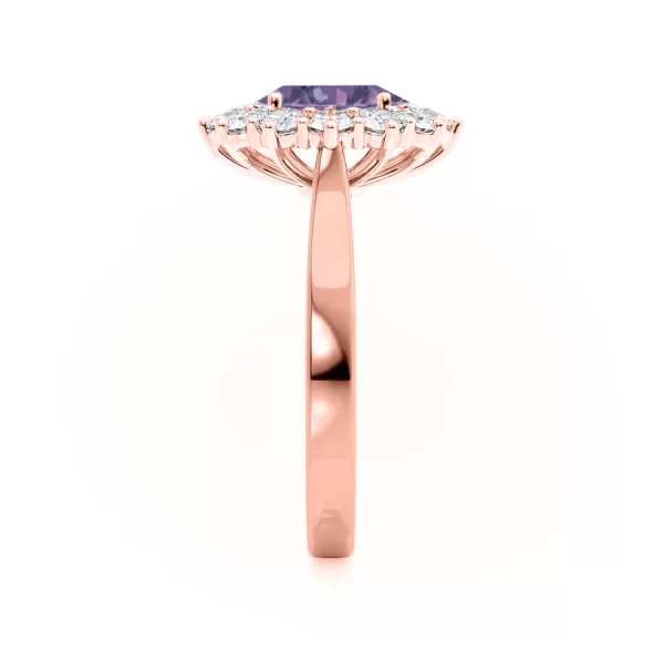 DIANA Chatham® Alexandrite & Lab Diamond 18k Rose Gold Halo - Image 2