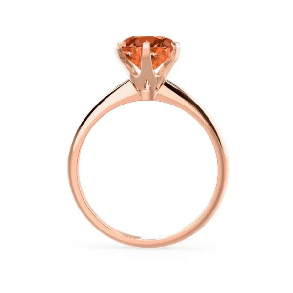 LILLIE Chatham® Padparadscha Sapphire 18k Rose Gold 6 Prong Knife Edge Solitaire Ring - Image 2