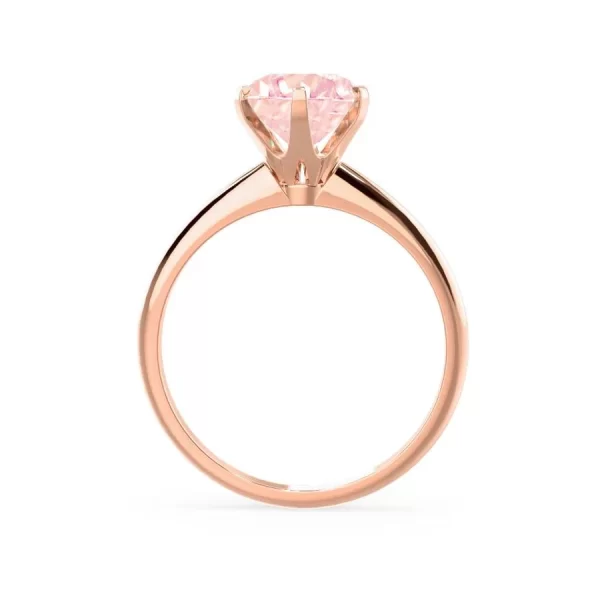 LILLIE Chatham® Champagne True Sapphire 18k Rose Gold 6 Prong Knife Edge Solitaire Ring - Image 2