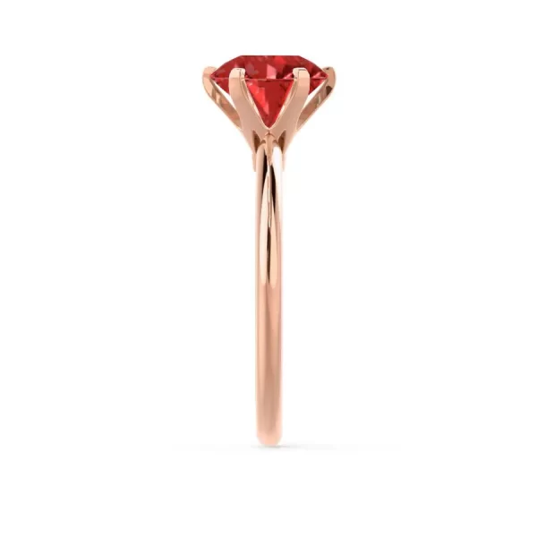 LILLIE Chatham® Ruby 18k Rose Gold 6 Prong Knife Edge Solitaire Ring - Image 3