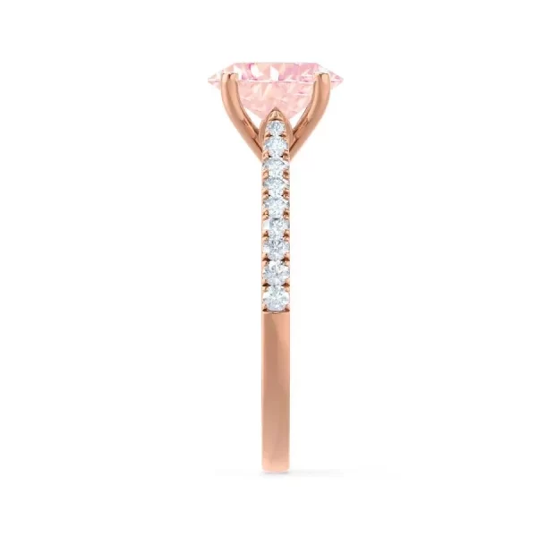 VIOLA Chatham® Champagne True Sapphire Oval & Diamond 18k Rose Gold Shoulder Set Ring - Image 3