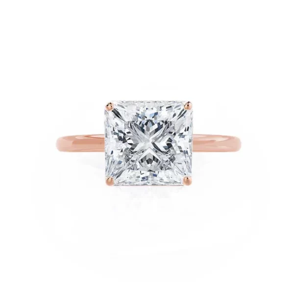 LULU Princess Lab Diamond 18k Rose Gold Petite Solitaire - Image 3