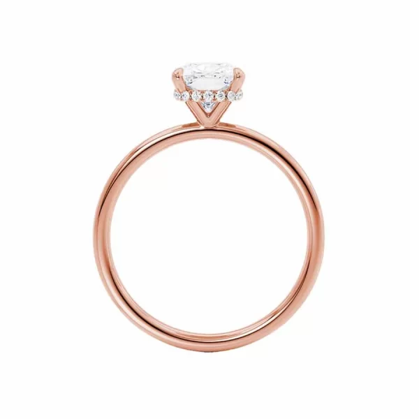 PARIS Oval Moissanite & Diamond 18k Rose Gold Hidden Halo - Image 2