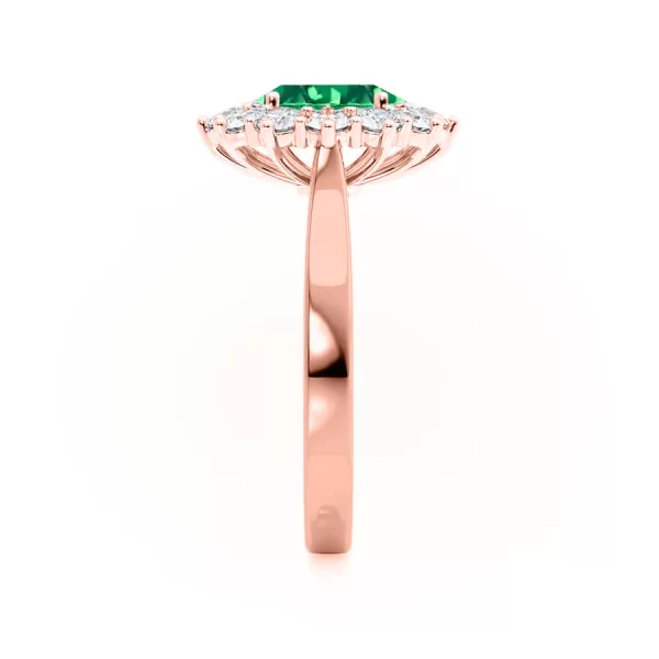 DIANA Chatham® Emerald & Lab Diamond 18k Rose Gold Halo - Image 2