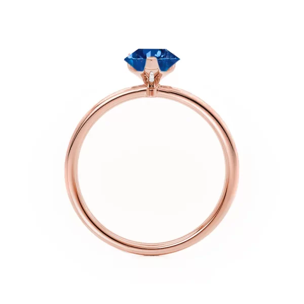 LULU Chatham® Pear Blue Sapphire 18k Rose Gold Petite Solitaire Ring - Image 4