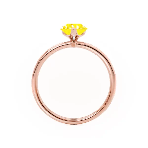 LULU Chatham® Pear Yellow Sapphire 18k Rose Gold Petite Solitaire Ring - Image 4