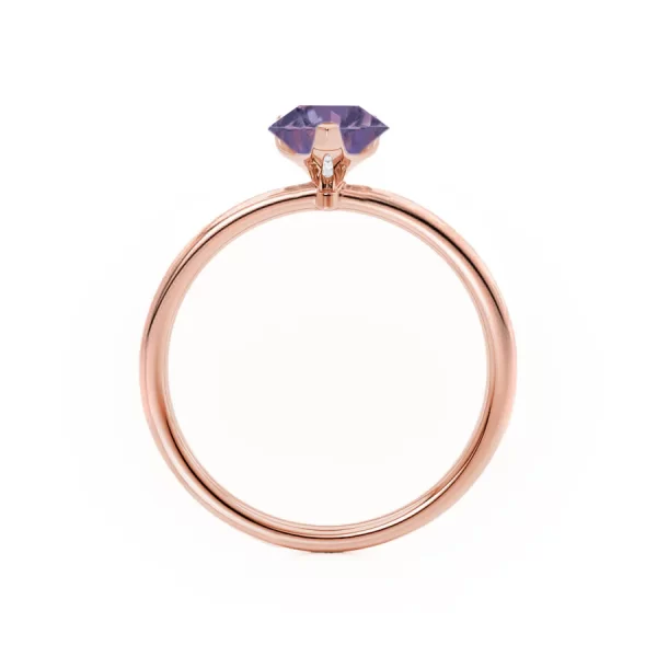 LULU Chatham® Pear Alexandrite 18k Rose Gold Petite Solitaire Ring - Image 4