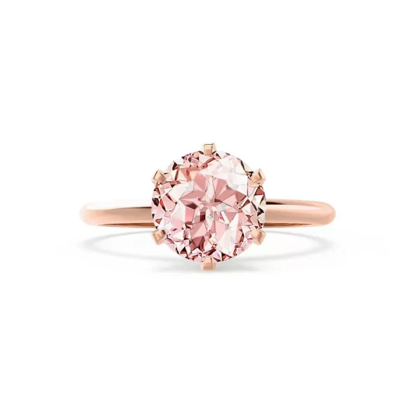 LILLIE Chatham® Champagne True Sapphire 18k Rose Gold 6 Prong Knife Edge Solitaire Ring - Image 4