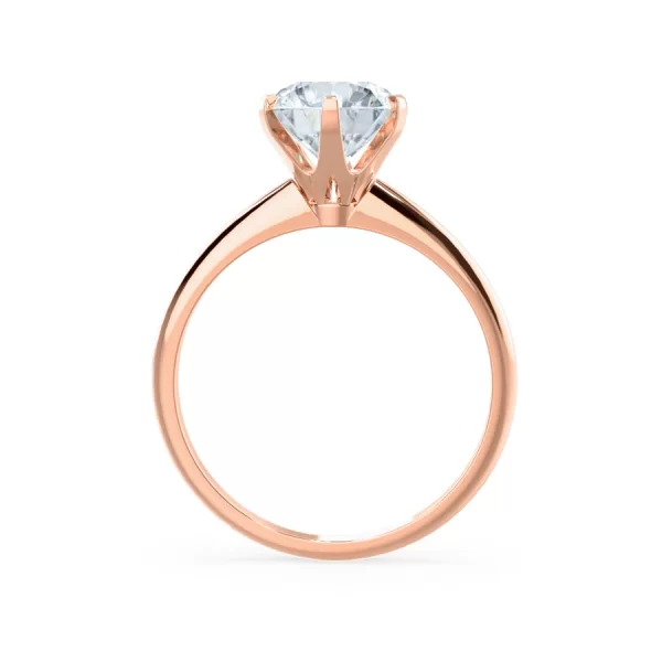 LILLIE Round Moissanite 18k Rose Gold 6 Prong Knife Edge Solitaire Ring - Image 2