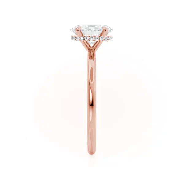 PARIS Oval Moissanite & Diamond 18k Rose Gold Hidden Halo - Image 3