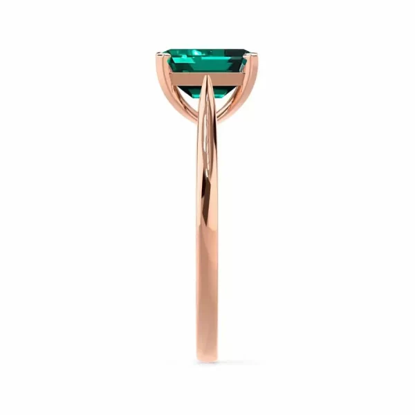 FLORENCE Chatham® Green Emerald 18K Rose Gold Solitaire - Image 3