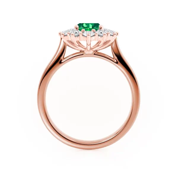 DIANA Chatham® Emerald & Lab Diamond 18k Rose Gold Halo - Image 3