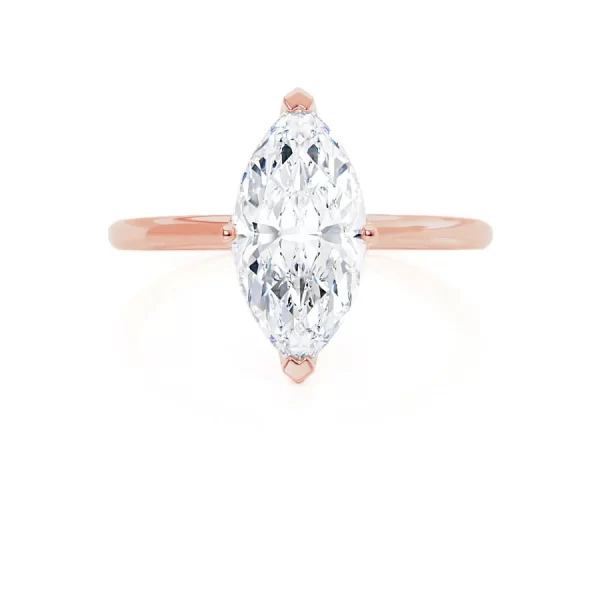 LULU Marquise Lab Diamond 18k Rose Gold Petite Solitaire - Image 4