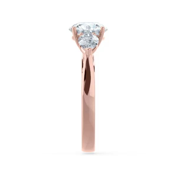 BLOSSOM Round Moissanite & Pear Cut Diamond 18k Rose Gold Trilogy - Image 3