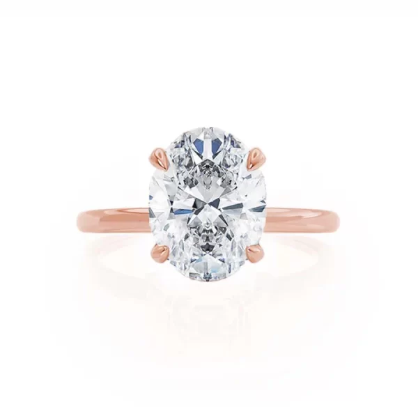 PARIS Oval Moissanite & Diamond 18k Rose Gold Hidden Halo - Image 4