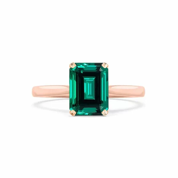 FLORENCE Chatham® Green Emerald 18K Rose Gold Solitaire - Image 4