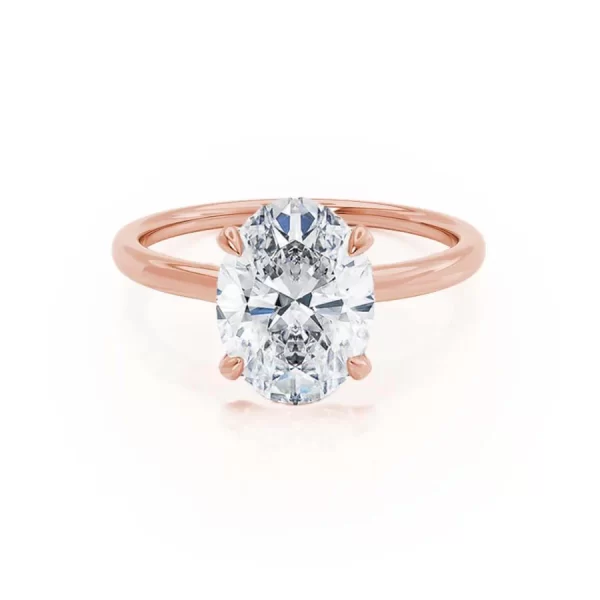 PARIS Oval Moissanite & Diamond 18k Rose Gold Hidden Halo - Image 5