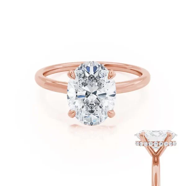 PARIS Oval Moissanite & Diamond 18k Rose Gold Hidden Halo