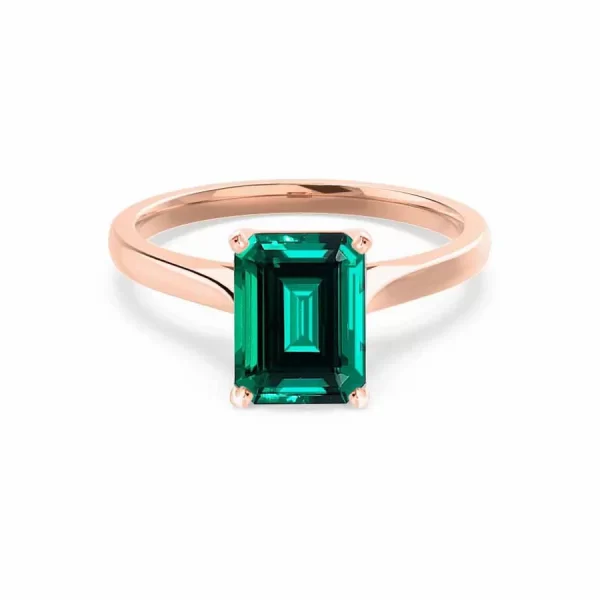 FLORENCE Chatham® Green Emerald 18K Rose Gold Solitaire