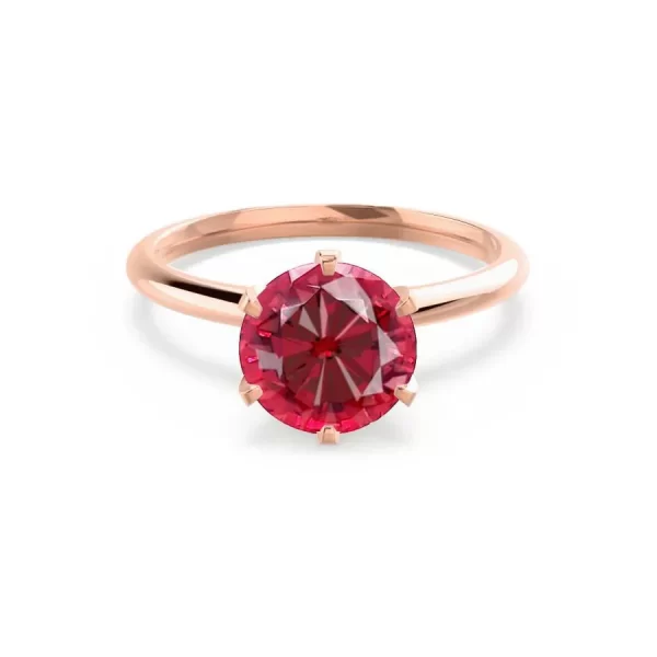 LILLIE Chatham® Ruby 18k Rose Gold 6 Prong Knife Edge Solitaire Ring