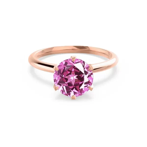 LILLIE Chatham® Pink Sapphire 18k Rose Gold 6 Prong Knife Edge Solitaire Ring