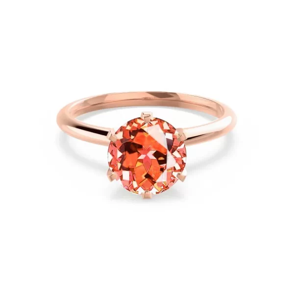 LILLIE Chatham® Padparadscha Sapphire 18k Rose Gold 6 Prong Knife Edge Solitaire Ring