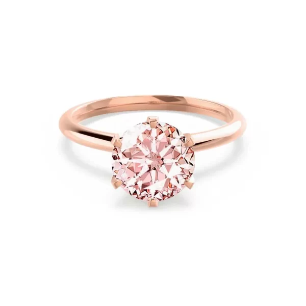 LILLIE Chatham® Champagne True Sapphire 18k Rose Gold 6 Prong Knife Edge Solitaire Ring